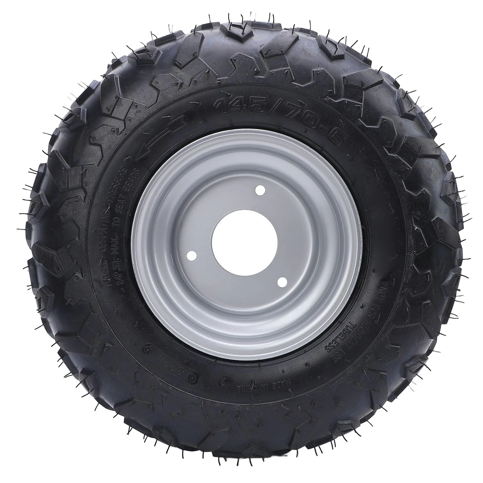 Neumático 145/70 6, 145x70, 6 Neumáticos, Ruedas de 6 Pulgadas, Neumático de Llanta, 3 Pernos, Neumático de Go Kart para ATV, UTV, Quad, Carrito Todoterreno