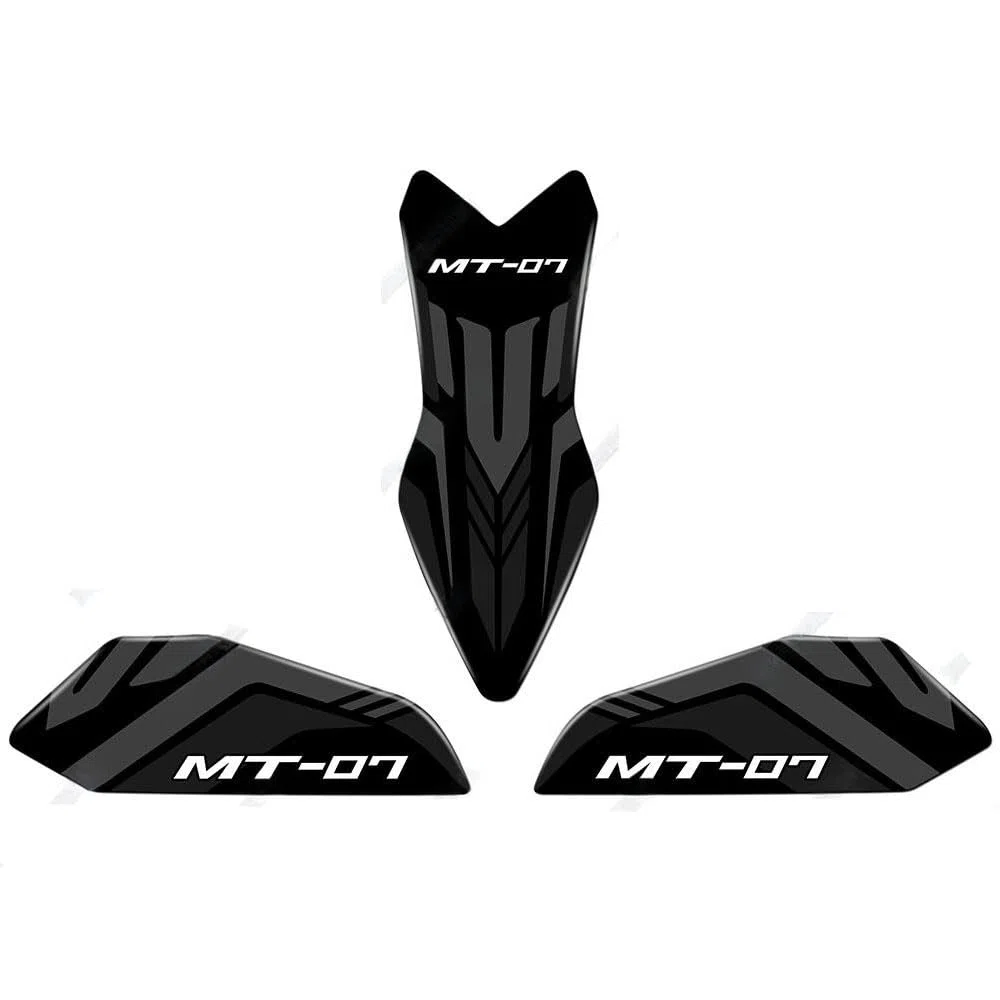 Accesorios para moto, adhesivo de resina gel 3D impermeable antideslizante para tanque lateral para MT-07 MT07 MT 07 2025 (negro)