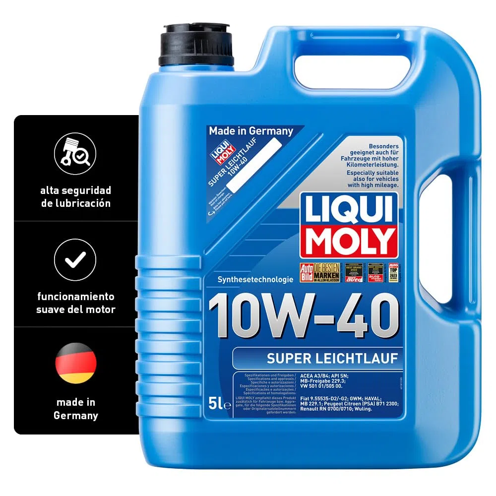 Liqui Moly Super Leichtlauf 10W-40, 5 L, Tecnología de síntesis Aceite de Motor, SKU 9505
