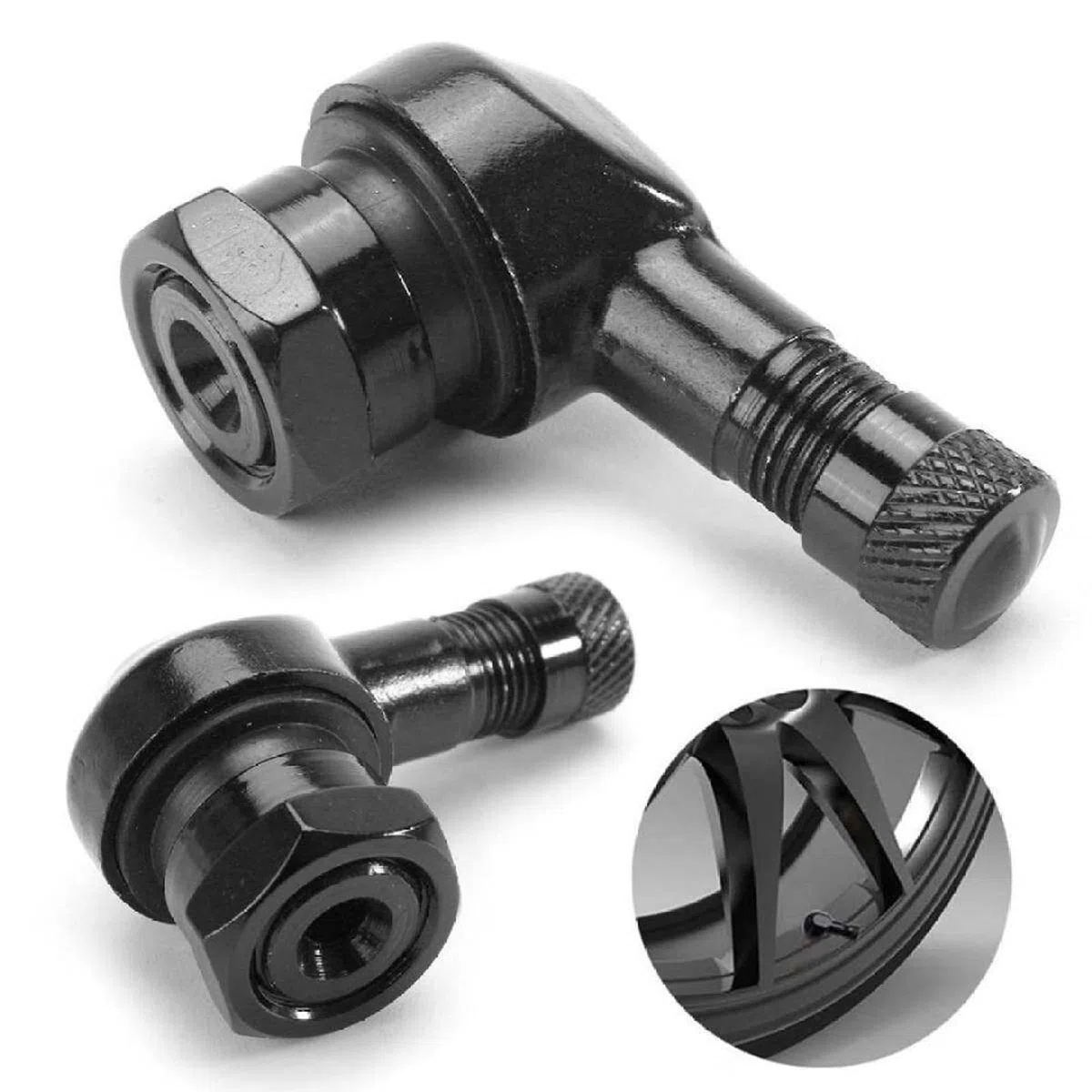 Vástago De Válvula De Neumático De 90 Grados, 2 Piezas Válvula De ángulo De Motocicleta, Válvula Angular para Motocicleta Aluminio, Válvula De ángulo De Aluminio para Motocicleta(Negro)