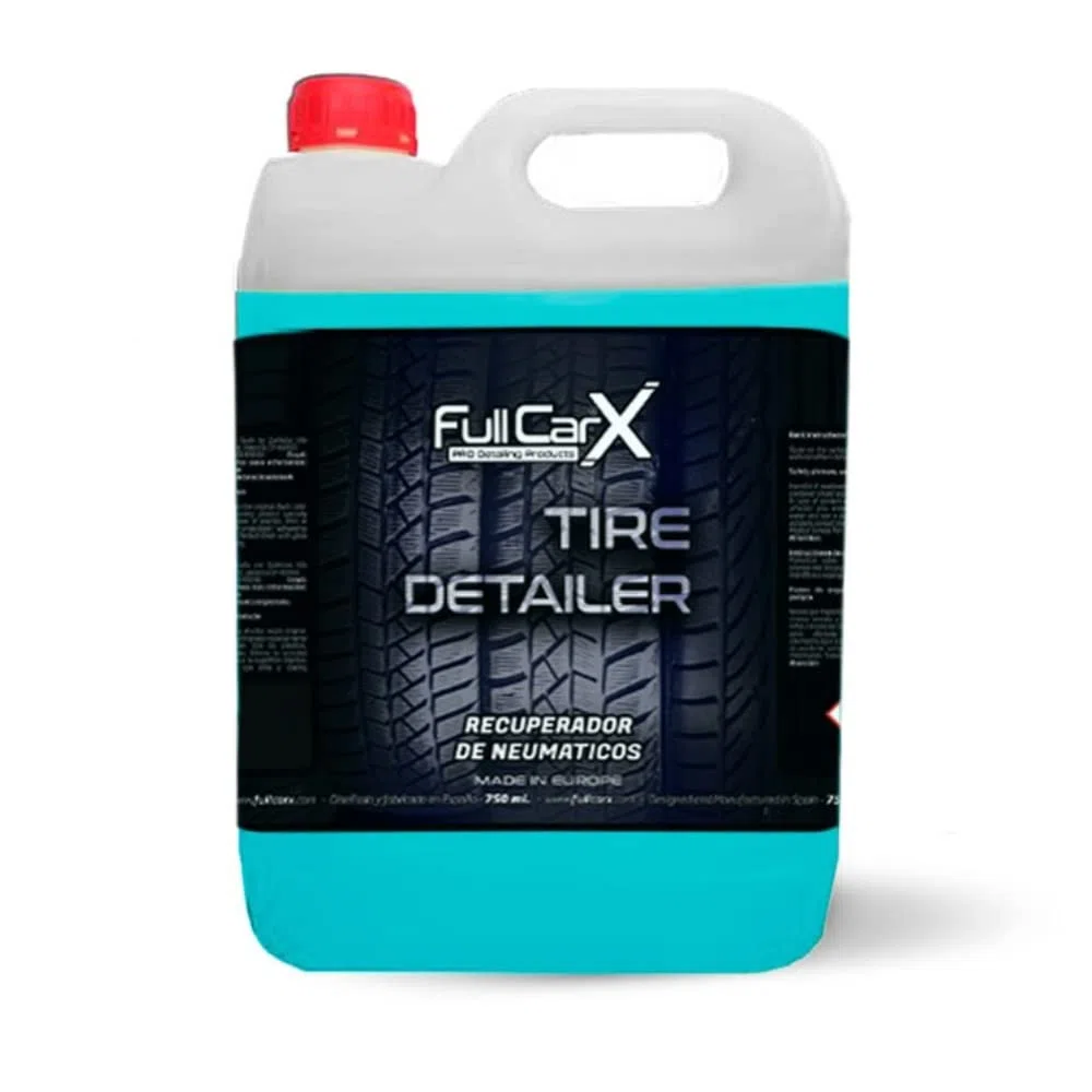 AutoFullCar - Renovador de Neumáticos FullCarX - Uso Profesional 5 litros - Renueva, Recupera, hidrata y dá Brillo a Plásticos, Neumáticos y Gomas - Limpieza de Coche - Car Detailing
