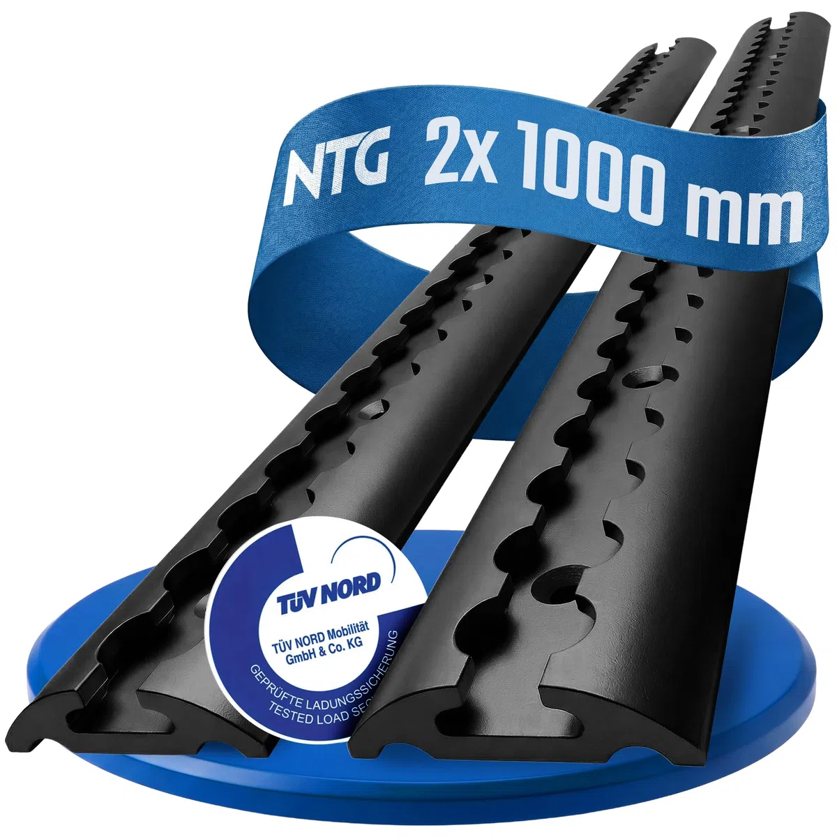 NTG - Rieles de aluminio tipo airline semicirculares, 0,5-20 m, TÜV certificado, seguridad de carga para camiones y autocaravanas - Barra de amarre - Perforado y anodizado negro - 0,5/1/2 m (2 metros