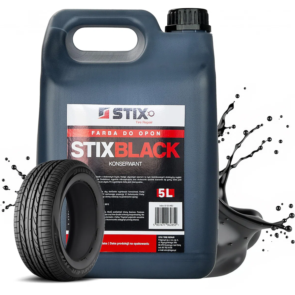 Stix Automotive Equipment Pintura para neumáticos - Color Negro - Concentrado - Capacidad 5L