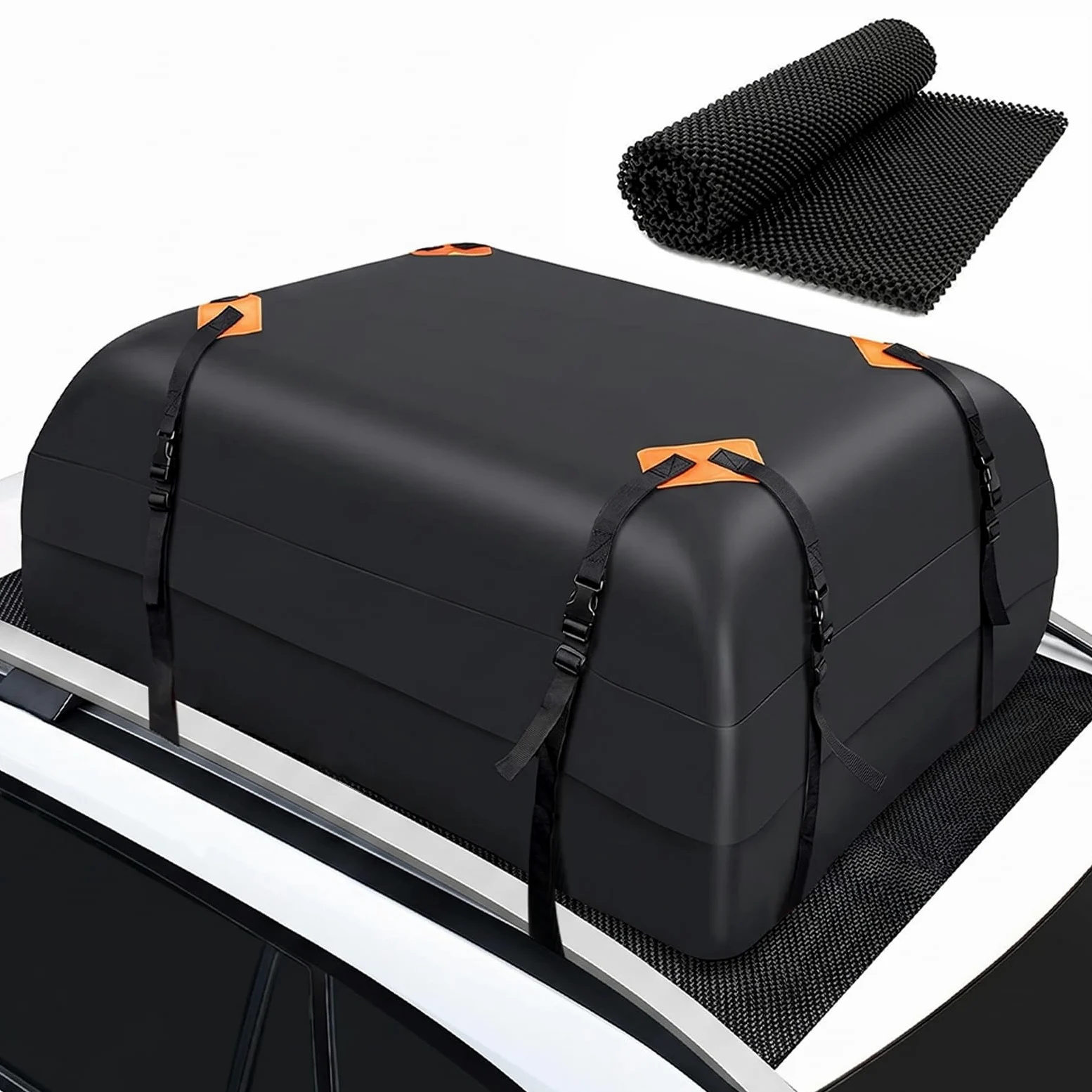 Cofre de Techo Coche, 425L Plegable Cofres de Techo con Alfombrilla Antideslizante, 420D Maletero de Techo Impermeable Baul de Portaequipajes, Bolsa Techo Coche para el Transporte