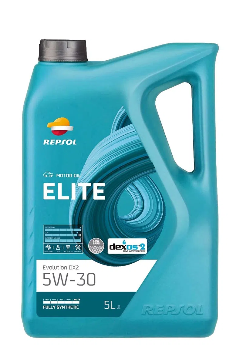 REPSOL aceite lubricante sintético de larga duración (Long Life) para coche ELITE EVOLUTION DX2 5W-30 5L