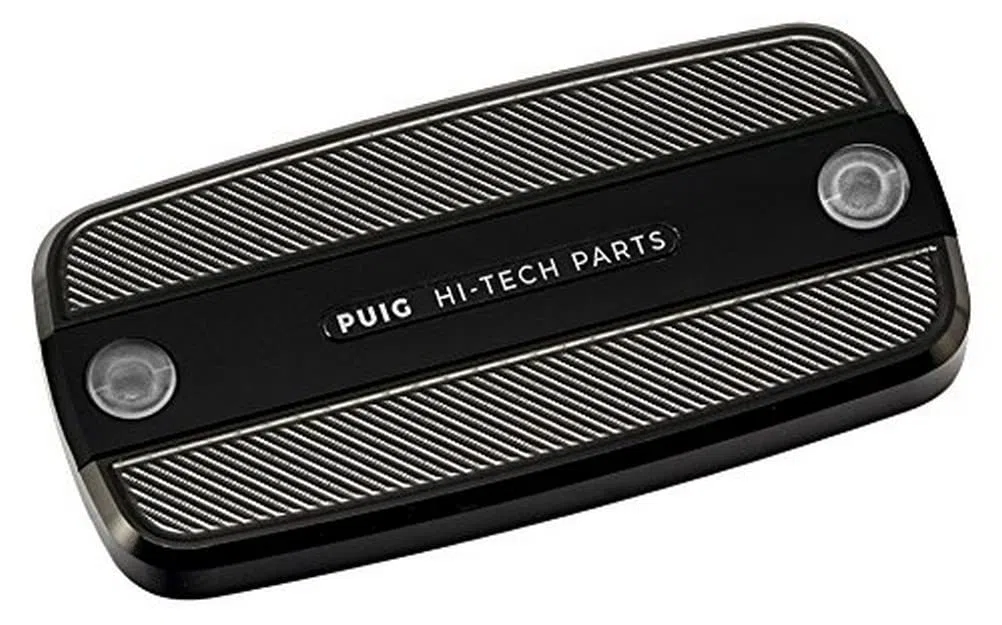 Puig 9262N Tapa depósito liquido de freno y embrague mecanizada en aluminio anodizado con diseño Hi-Tech para protección y estética, Negro
