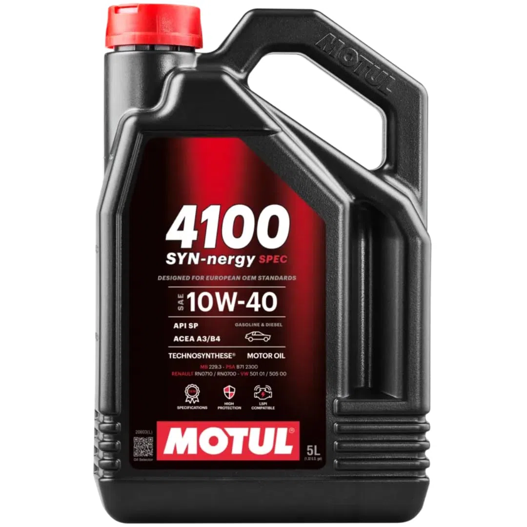 Motul 4100 Syn-Nergy Spec 10W40, Aceite de Motor Sintético Premium, 5 Litros
