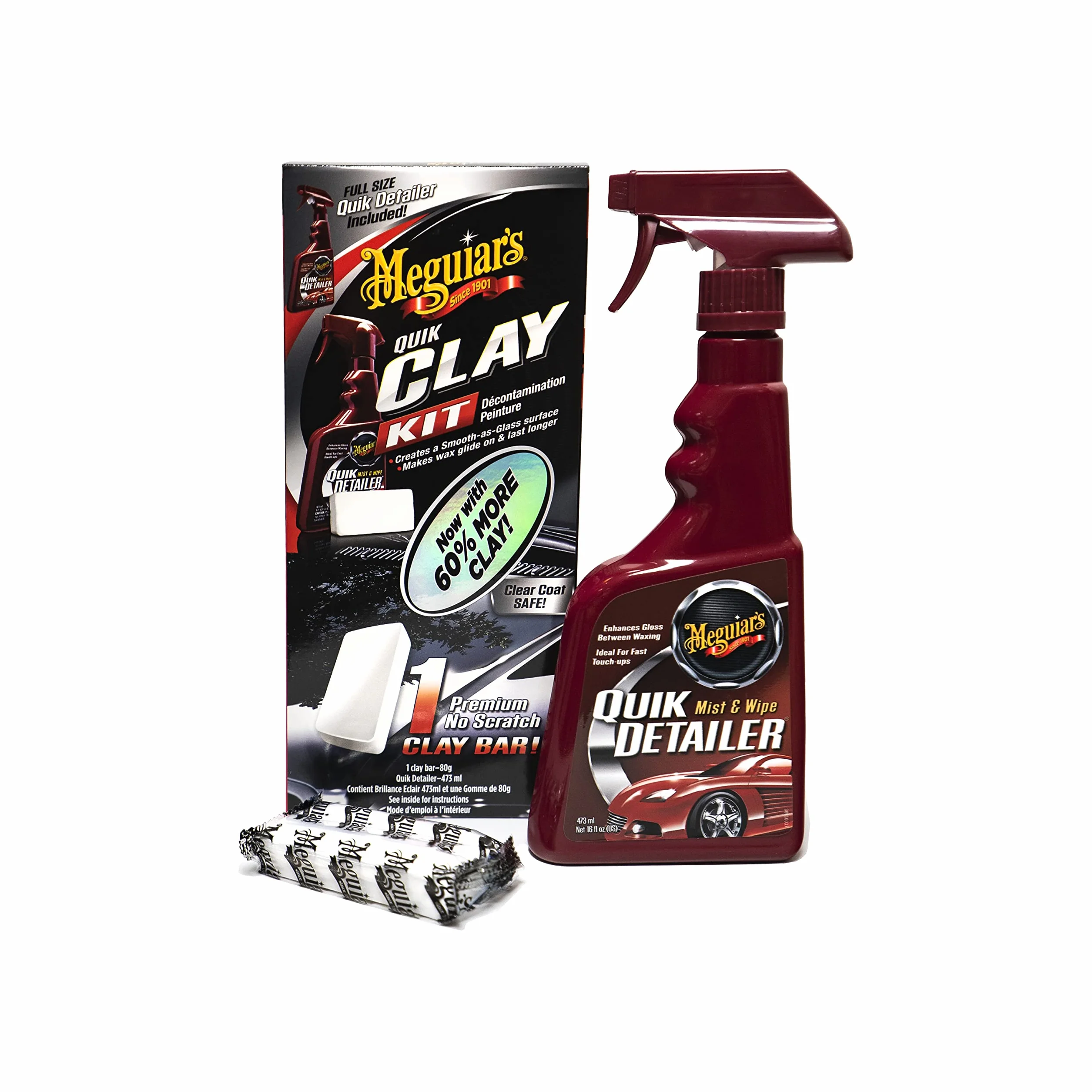 Meguiar's G1116EU Quik Clay Detailing System - Producto deetallado con claybar (473 ml y 50 g) uik Clay Detailing System - Kit de descontaminación
