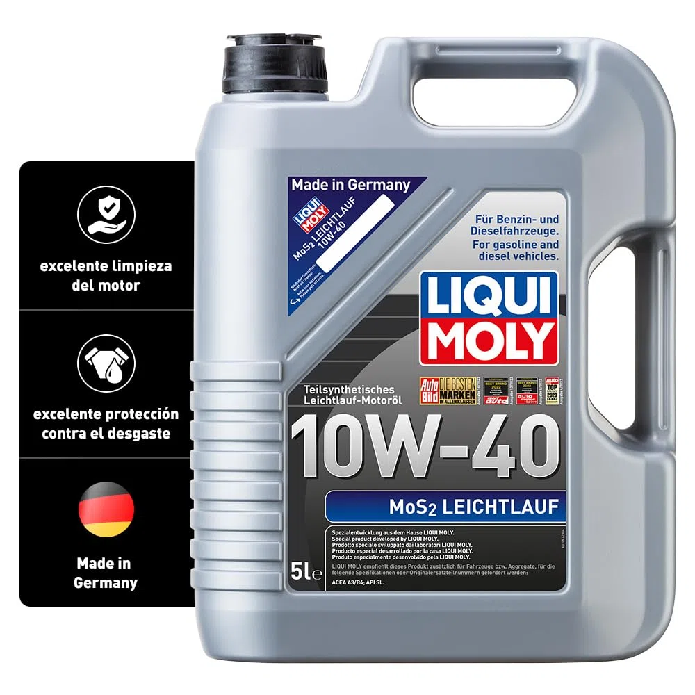 LIQUI MOLY MoS2 Leichtlauf 10W-40 | 5 L | Parte -aceite de motor sintético | 2184