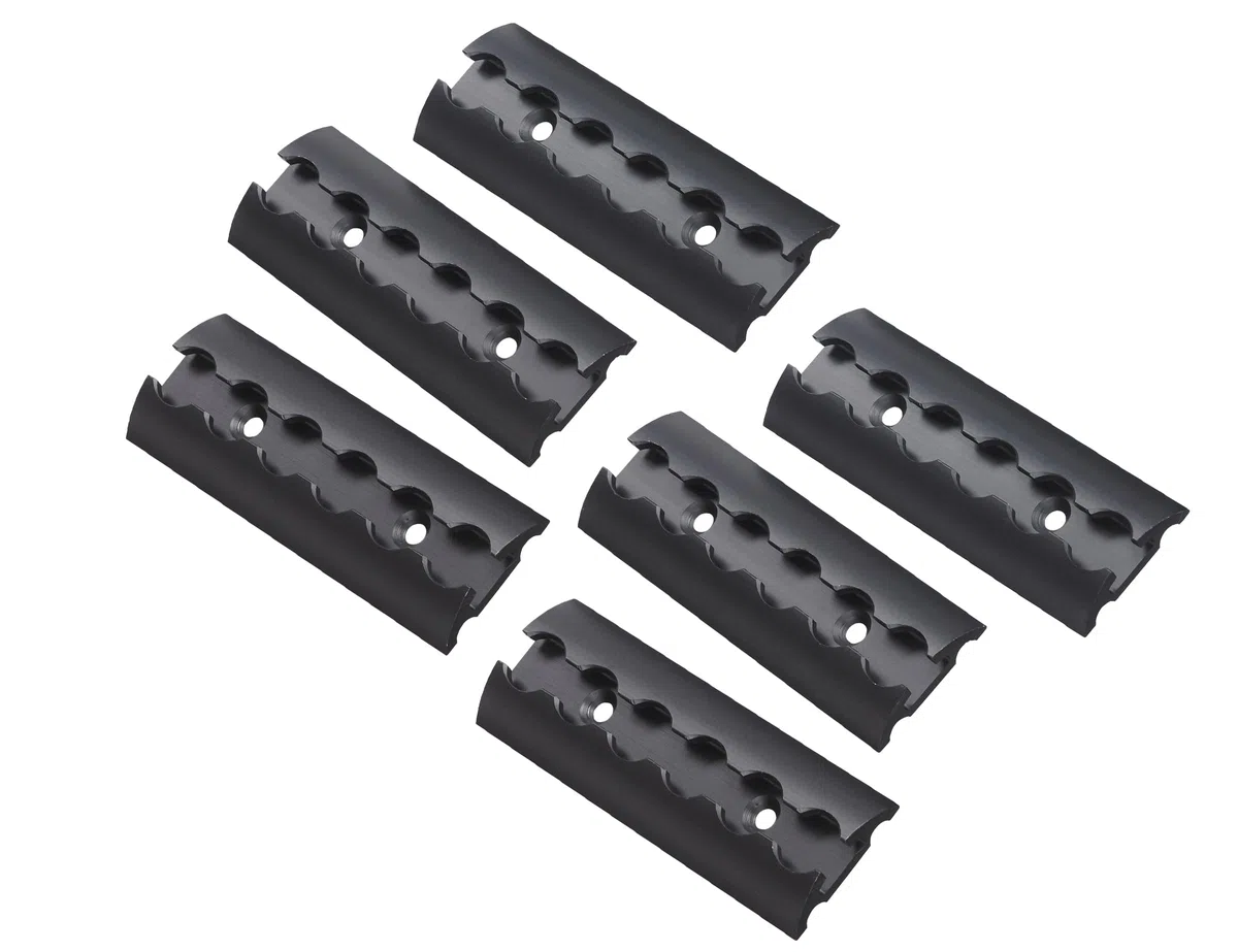 6X Riel de línea aérea de 15 cm de aluminio – Riel de anclaje ligero semicircular con perforaciones ciegas y canal adhesivo – para una carga segura en vehículos, furgonetas y remolques (Negro)