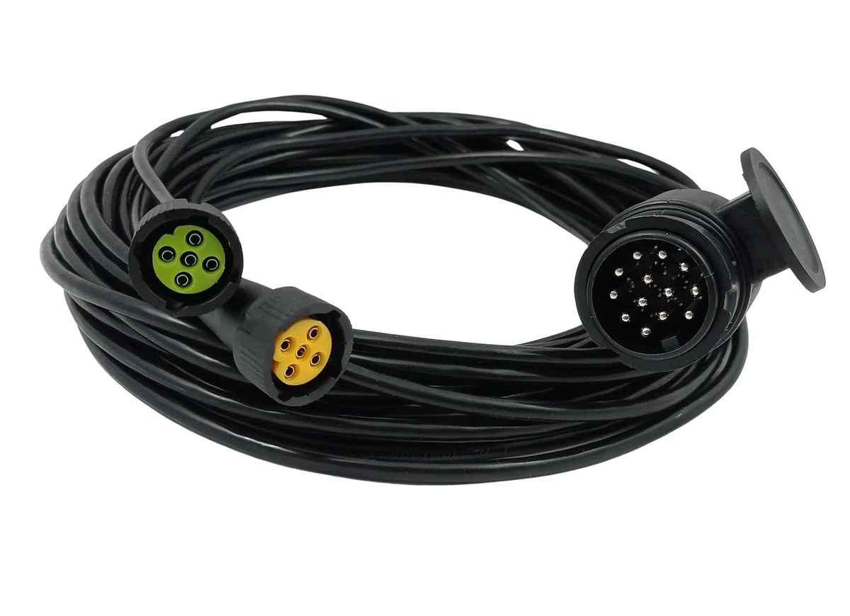 Generisch Cable de remolque de 13 pines, 7,5 m, con conector de bayoneta, juego de cables de extensión, cable precableado, para remolques, camiones, coches, color negro